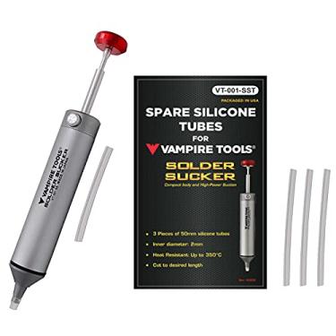 Imagem de Aspirador de solda Vampire Tools – Corpo de alumínio compacto e durável, bocal de silicone resistente ao calor + 4 tubos de silicone sobressalentes, um item essencial para qualquer necessidade de dessolda