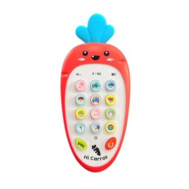 Imagem de Telefone Musical Infantil com Mordedor, Design de Cenoura Vermelho, Brinquedo Educativo para Bebês com Botões Coloridos, Teclado Interativo