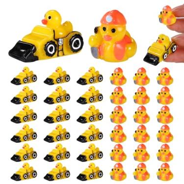 Imagem de Lyreh 40pcs Mini Resin Ducks, Cute Construction Worker and Bulldozer Ducks Tiny Decorative Figurines for DIY Crafts Miniature Garden Tabletop Decorations Party Favors (Yellow)