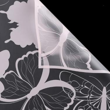 Imagem de Papel de embrulho de flores, papel de embrulho de buquê floral impermeável, papel de embalagem fosco borboleta de 58 x 58 cm, papel de embalagem de suprimentos para floristas para presente de