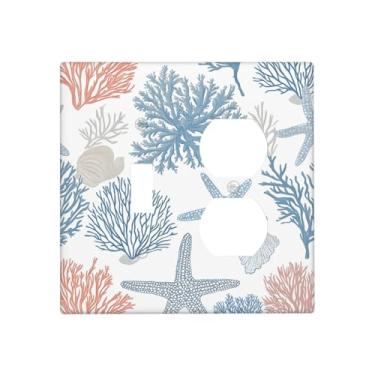 Imagem de JDAKHD Cobertura decorativa de mármore granito cordilheira vale, natureza, sol, 2 gangs, comutador/duplex, placa de parede azul, placa elétrica para interruptor de luz, banheiro, quarto