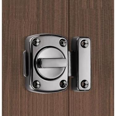 Imagem de Fechadura de segurança giratória bidirecional - fechadura de porta giratória sólida para uso interno e externo de um lado, trava de segurança de banheiro e janela (preta, 4,8 x 4,1 cm)
