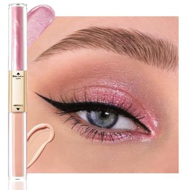 Imagem de WanTuoluo Caneta delineadora de sombra líquida brilhante de duas cabeças para mulheres, corretivo fosco para círculos escuros e maquiagem brilhante para os olhos, bastão iluminador, à prova d'água