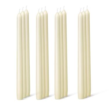 Imagem de Velas cônicas, castiçais afunilados de 25,4 cm, sem cheiro, sem fumaça, sem gotejamento, longos e lentos, 7 horas de cera de parafina com algodão para decoração de festa de casamento e jantar (marfim