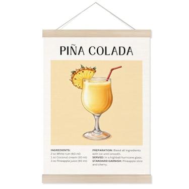 Imagem de Welshower Piña Colada Moldura de pôster de bar, presentes para amantes de coquetéis, decoração de arte de parede de coquetel Piña Colada para bar, bar, bar, lounge, cozinha, casa, quarto, apartamento