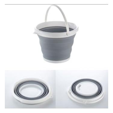Imagem de Balde De Silicone Dobrável Retrátil Flexível 5 Litros Compacto Multiuso Com Alça Ideal Para Limpeza