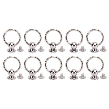 Imagem de Wohpnle 10pcs parafuso de bobo de cabeça redonda, rivadas de couro de 12 mm de kit de kit com anel de anel de metal de anel de metal diy cabeças de unhas de couro estudios