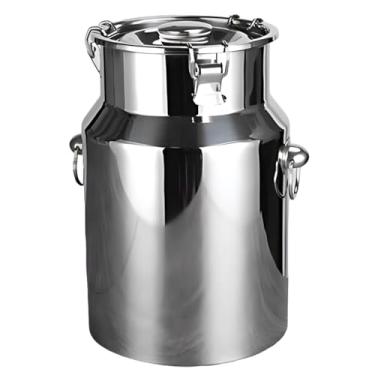 Imagem de Recipiente de aço inoxidável de 8 L / 2,11 galões para leite, armazenamento de frasco selado com alças, à prova de vazamento e leve, refrigeradores adequados para cozinha e uso ao ar livre para