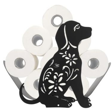 Imagem de Suporte de papel higiênico à prova d'água com tema de cachorro, suporte de armazenamento para 8 rolos, organizador de banheiro para penteadeira e vaso sanitário