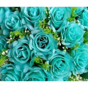 Imagem de Buquê de rosas com folhagem - Arranjo Floral Decorativo para Mesa, Sala de Estar, Eventos e Presentes - Beleza Eterna e Realista(Verde,2 Unidade)