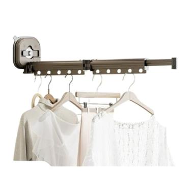 Imagem de Hhsdyl Varal de Parede à Prova de Vento, Secador de Roupas com Ventosa para Poupar Espaço, Varal Retrátil para Secar Roupas no Interior e Exterior,Gray,two folds