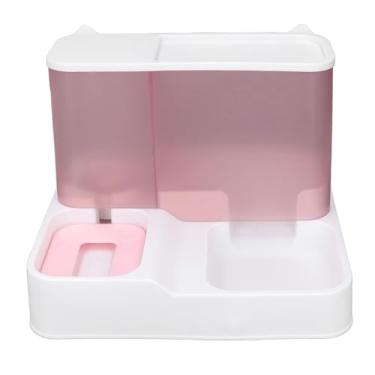 Imagem de Luocute Alimentador Automático para Gatos, Dispensador de Gravidade de Separação Seca e úmida Com Janela Transparente Com 1000ml de água e 2,8L de Armazenamento de Alimentos, para Cães e (Róseo)