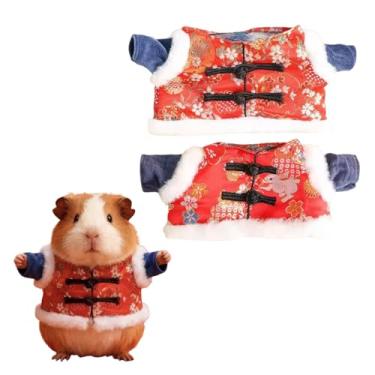 Imagem de 2 peças roupas de porquinho da índia roupas de ano novo roupas fofas festivas grossas quentes ternos estilo tang-style adequado para porquinhos-da-índia, chinchilas, furões e outros animais pequenos