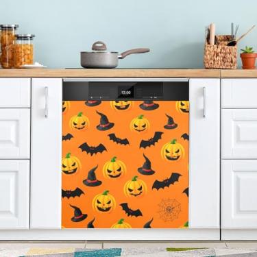 Imagem de ATTX Capa magnética de abóbora para lava-louças, 58,4 cm C x 66 cm A, decoração da capa da máquina de lavar louça, decalques de armário doméstico e eletrodomésticos adesivos #274