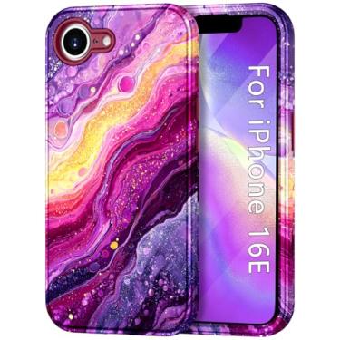Imagem de Btscase Capa para iPhone 16e (2025), [Teste de queda de grau militar] Design de padrão de mármore fino resistente à prova de choque para mulheres meninas homens capa protetora anti-arranhões para