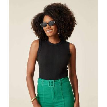Imagem de Blusa Regata Feminina Canelada Marisa-33014, Preto, G