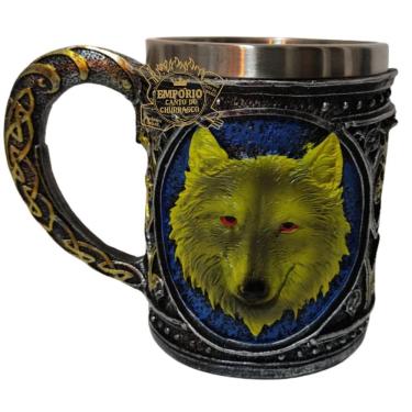 Imagem de Caneca Metal Medieval Wolf 400Ml Inox