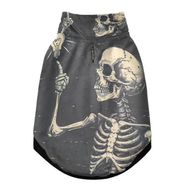 Imagem de SEHANY Casaco de cachorro com tatuagem de caveira para cães pequenos, superquente, à prova de vento, jaqueta de inverno, macia, aconchegante para animais de estimação, moletom para clima frio na neve