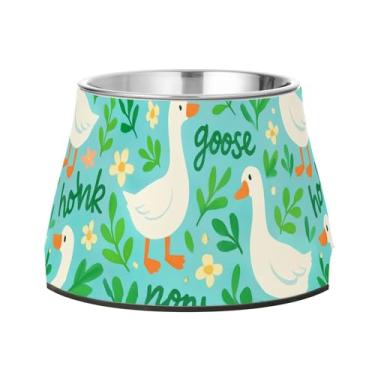 Imagem de SEHANY Tigelas fofas para cães de pato antiderrapante de aço inoxidável com fundo de borracha que evita a queda, 2,3 tigelas quadriculadas para comida e água para cães e gatos