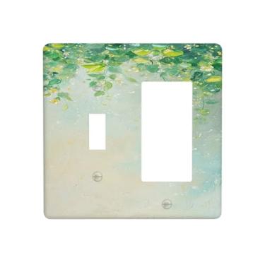 Imagem de Capas de tomada vintage aquarela verde folhas de plantas 1 interruptor 1 interruptor de luz conjunto de interruptor de luz placa decorativa placa de parede elétrica para decoração de sala de estar em