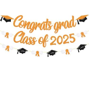 Imagem de Boné de formatura com tema de diploma de formatura de 2023 para decoração de festa para High School College University Senior 2023 Celebrate Party Supplies (laranja)