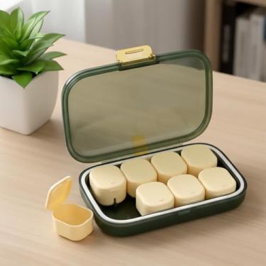 Imagem de 1 organizador de comprimidos de viagem pequeno, estojo removível com trava de privacidade para vitaminas e medicamentos, caixa de comprimidos portátil compacta para escritório e viagens (verde)