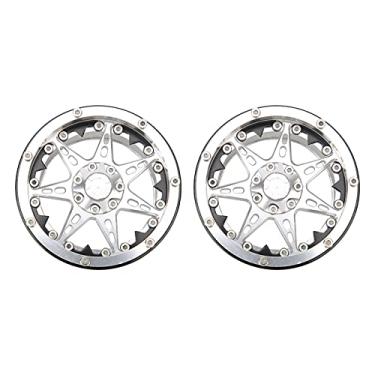 Imagem de Ainoli 2 unidades RC liga de alumínio Beadlock cubo de aro de roda para SCX10 // TRX6 1/10 peças de atualização de carro RC (Prata Preto)
