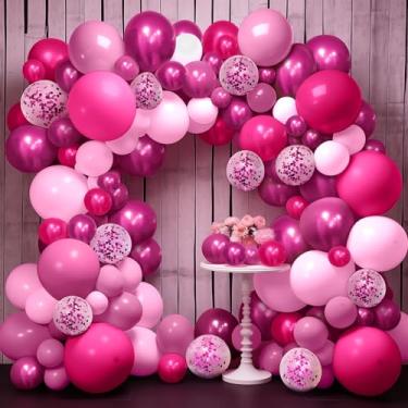 Imagem de KatchOn, Hot Pink Balloon Arch Set - Huge, Pack of 172 | Valentines Day Balloons with Pink Confetti Balloon Set | Dark Pink Balloon Garland Kit for Bridal Shower, Baby Shower, Birthday Decorations