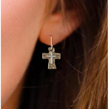 Imagem de 2 peças retrô cruz martelada moda misturada metal feminino festa festa todos os dias acessórios