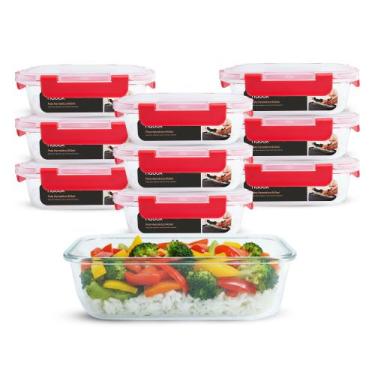 Imagem de Kit 10 Potes De Vidro Hermético Marmita Travas Premium 640ml - U4HOME,