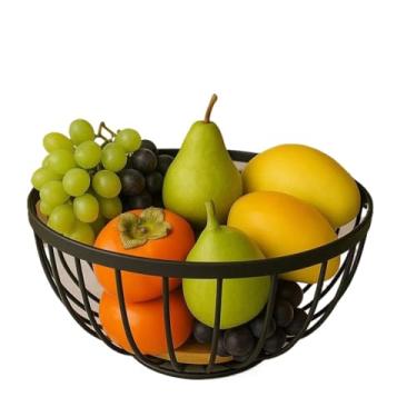 Imagem de Fruteira de Mesa ou Cesto Cesta de metal portátil Organizador para Casa Cozinha Escritório(REDONDA ARAMADA)