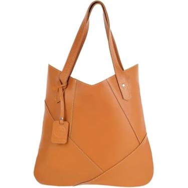 Imagem de Bolsa Feminina de Ombro em Couro Legítimo Maria – Modelo Minimalista, Leve, Sofisticada e Resistente com Fechamento em Zíper| Caramelo