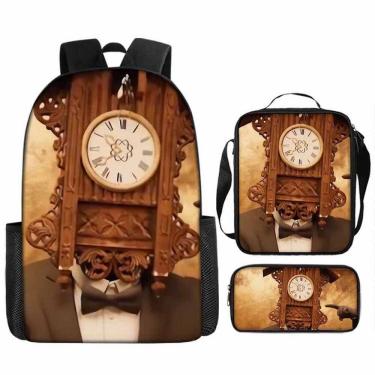 Imagem de Mochila Titans Clocks, 3 unidades/conjunto para crianças, escola, tecido Oxford