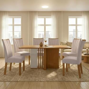 Imagem de Conjunto Sala de Jantar 6 Lugares Retangular Tampo MDF No Glass Mesa A
