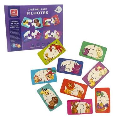 Imagem de Jogo Mamae e Filhote Madeira Brinquedo Educativo Cade Meu Par Brincade