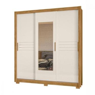 Imagem de Guarda Roupa Casal Canada 3 Portas Correr Com Espelho Freijo Off White