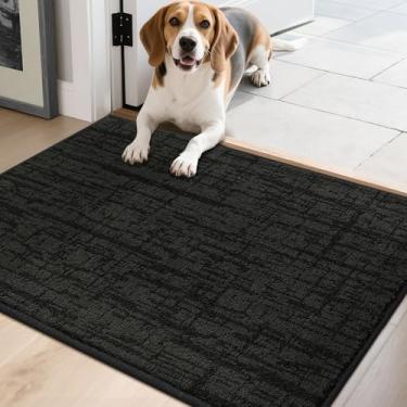 Imagem de COSY HOMEER - Tapetes de boas-vindas antiderrapantes 51 x 81 cm, capachos laváveis, tapete de entrada absorvente de sujeira para patas enlameadas, tapetes de entrada e sapatos úmidos, preto