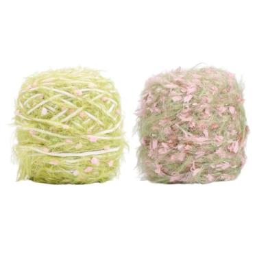 Imagem de HOBBIESAY 2 rolos de 300 g de fio de lã de mohair macio de 300 g fio de tricô de lã de mohair macio multicolorido, novelo de lã de algodão para roupas, cachecóis, suéter, chapéus e projetos de
