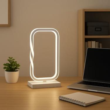 Imagem de Luminária de Mesa Abajur LED 55w 3000k GMH Trade – Design Moderno, Bivolt, Luz Estudo Leitura Quarto (branca)