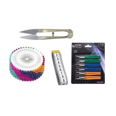 Imagem de Kit Costura Completo Profissional com Tesoura de Arremate Fita Métrica Abridor de Casa Alfinetes Patchwork Artesanato DIY