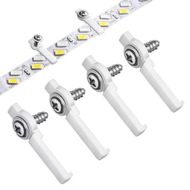 Imagem de Pacote com 200 clipes de montagem de fita de LED com parafusos, clipes de fixação de um lado para tiras de LED 3528/5050 de largura 3528/5050, fácil instalação para armários, prateleiras (branco)