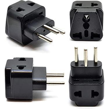 Imagem de Adaptador de tomada de energia Suíça da OREI, 2 em 1 conexão aterrada nos EUA - Soquete universal - Tipo J - Pacote com 4 - Perfeito para celulares, laptops, carregadores e mais