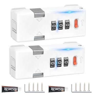 Imagem de TOKCKYBL Fechadura de armário premium sem chave com código de combinação – Trava de trinco com senha de 3 dígitos para gavetas, porta de armário dobrável e porta dupla face (branco, pacote com 2)