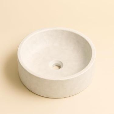 Imagem de Cuba Pia Cimento de Apoio Sobrepor Para Banheiro (Redonda, Branco)