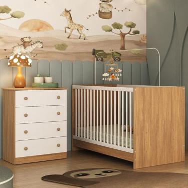 Imagem de Berço 3 em 1 para Colchão 130x60cm com Cômoda 4 Gavetas Brisa Multimóveis MP4743