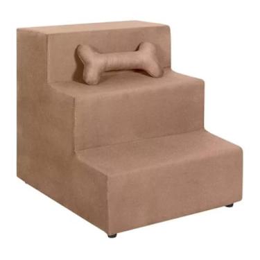 Imagem de Escadas luxo Para Cachorro Gato Pet 3 Degraus- Conforto, Estabilidade e um Toque de Sofisticação na sua Decoração(cappuccino)