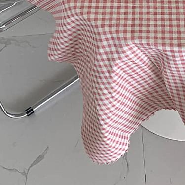Imagem de Zerodis Toalha de Mesa de Algodão de Linho Com Padrão Xadrez, Capa de Mesa à Prova de Poeira para Casa, Escritório, Toalha de de Decoração de Dormitório (70 * 70cm)