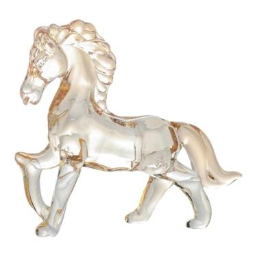 Imagem de Wswqop Estátua de cavalo de vidro em miniatura, peça de arte colecionável, ornamento Feng Shui para loja, sala de estar, Natal e Halloween, Style I