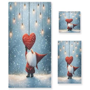 Imagem de Wassud Conjunto de 3 toalhas de banho de gnomo fofas para o dia dos namorados, toalhas super macias e absorventes para banheiro, toalhas de banho de secagem rápida, toalha de banho para academia, spa