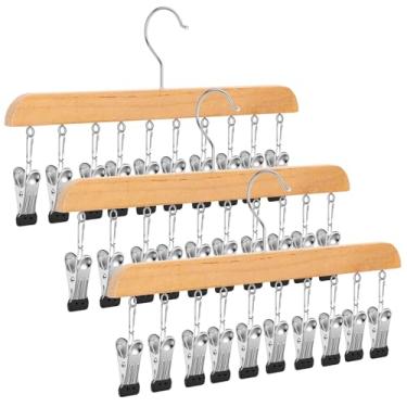 Imagem de Conjunto de 3 porta-chapéus, organizador de boné de beisebol de madeira com 10 clipes de metal ajustáveis, suporte de armazenamento para homens e mulheres, cabide rústico para armário, quarto, entrada